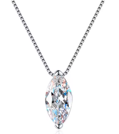 Marquise Cut  Silver Necklace