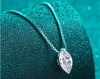 Marquise Cut  Silver Necklace